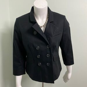 LOFT Black Double Breasted Cropped Jacket NEW